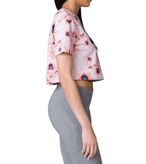 Original Womens NIKE Sportswear CROP Top SS Floral TEE Barely Rose 943334 699 Size Medium