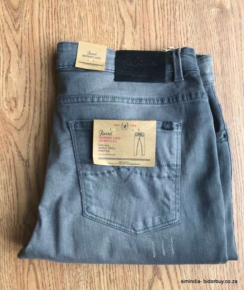 Original Mens POLO RUSSEL JEANS W38 L34 - Skinny Leg - GREY