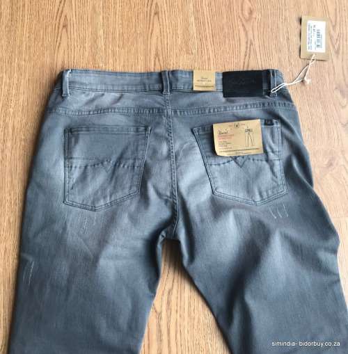 Original Mens POLO RUSSEL JEANS W38 L34 - Skinny Leg - GREY