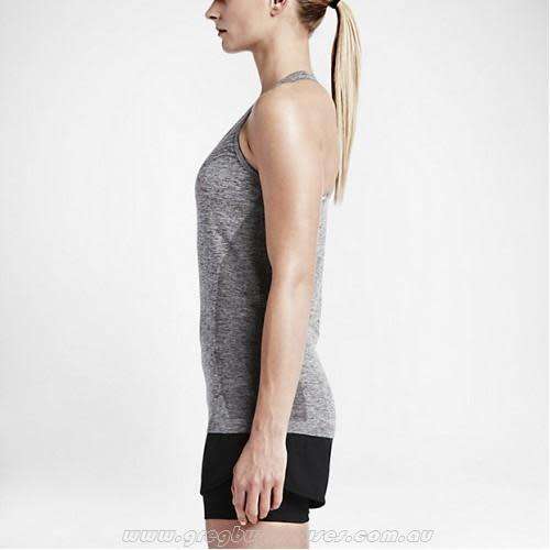 Original Womens NIKE Dri-FIT Knit Running Tank Top Black/Heather 718567 010 Size Medium