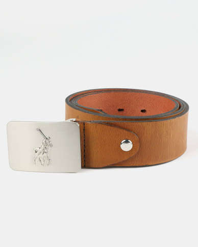 Original Mens Polo LEONARDO LEATHER BELT TAN Color - Size up to 44 in /112cm
