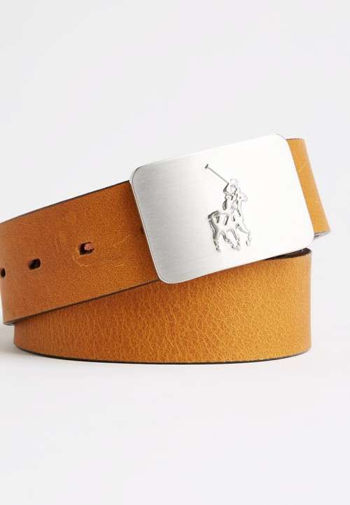 Original Mens Polo LEONARDO LEATHER BELT TAN Color - Size up to 44 in /112cm