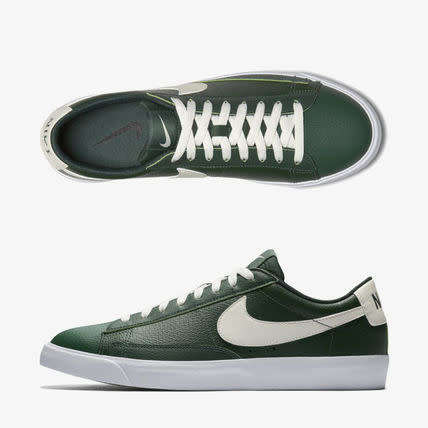 Original Mens NIKE Blazer LOW LEATHER (Latest) FIR/SAIL-GUM AJ9515 300 Size UK 12 (SA 12)