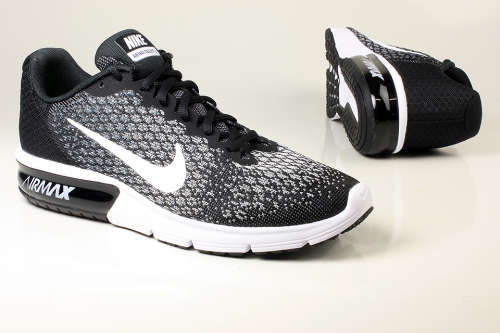 Original Mens NIKE Air Max SEQUENT 2 BLACK/ WHITE- GREY 852461 005 Size UK 10 (SA 10)