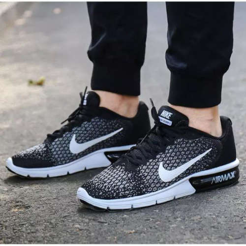 Original Mens NIKE Air Max SEQUENT 2 BLACK/ WHITE- GREY 852461 005 Size UK 10 (SA 10)