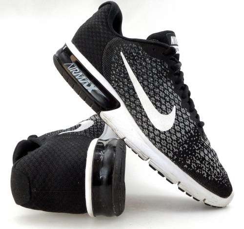 Original Mens NIKE Air Max SEQUENT 2 BLACK/ WHITE- GREY 852461 005 Size UK 10 (SA 10)