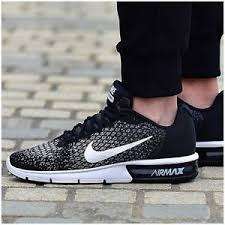 Original Mens NIKE Air Max SEQUENT 2 BLACK/ WHITE- GREY 852461 005 Size UK 10 (SA 10)