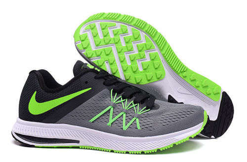 Original Mens Nike Zoom Winflo 3 CL Grey/ Electric Green 831561 003 UK 12 (SA 12)