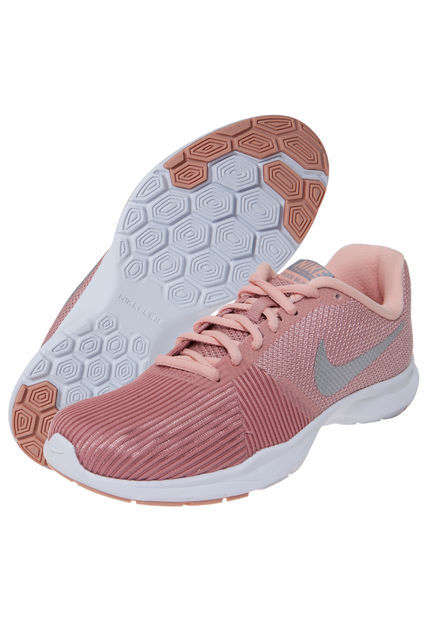 Original Women's Nike Flex Bijoux Rust Pink/ Metallic Silver 881863 610 Size UK 6.5 (SA 6.5)