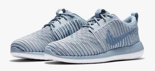 Original Women's NIKE Roshe TWO FLYKNIT 844929 400 Blue- Grey/ Ocean Fog Size UK 5.5 (SA 5.5)