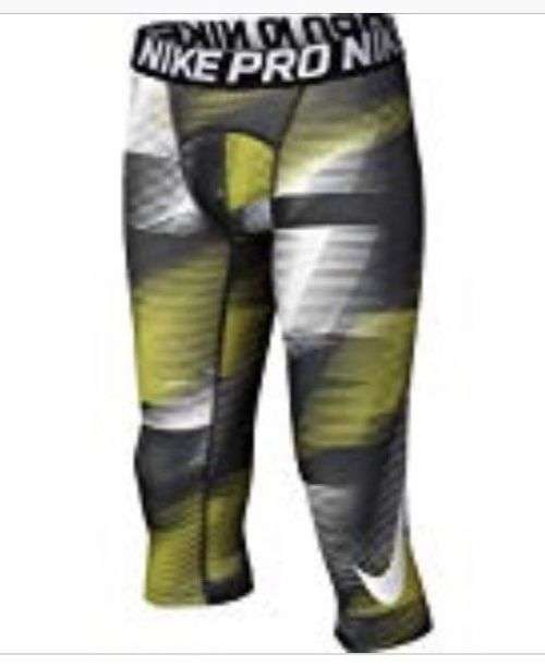 Nike Boys Pro Cool Dri-Fit Training Tights Black White Volt 832533 060 Size Large
