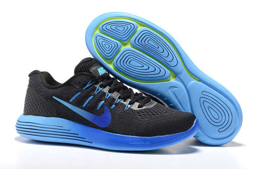 Original Mens Nike LUNARGLIDE 8 Black/ Metallic/ Royal Blue 843725 004 Size UK 12 (SA 12)