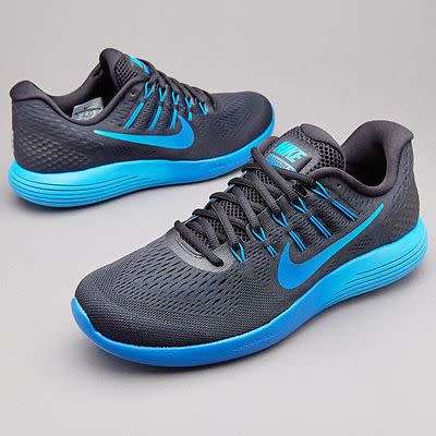 Original Mens Nike LUNARGLIDE 8 Black/ Metallic/ Royal Blue 843725 004 Size UK 12 (SA 12)