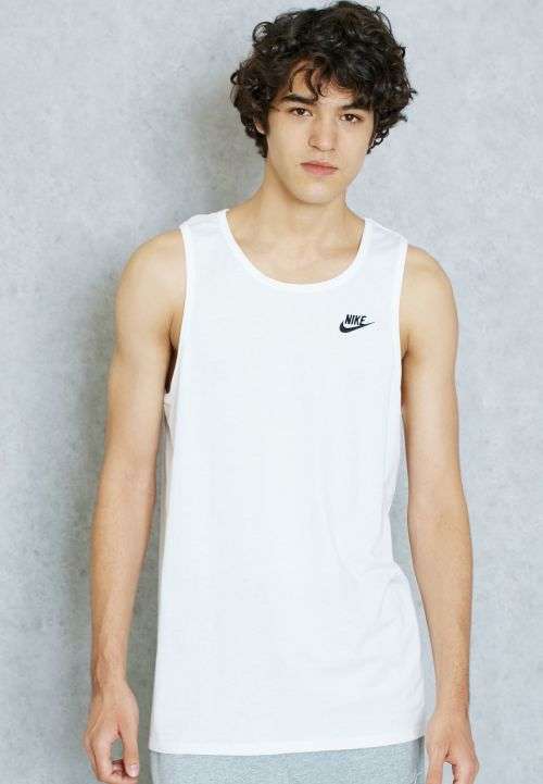 Original Mens Nike Tank Top Embroidered Futura Sleeveless Cotton Vest White 827282 100 Size X Large