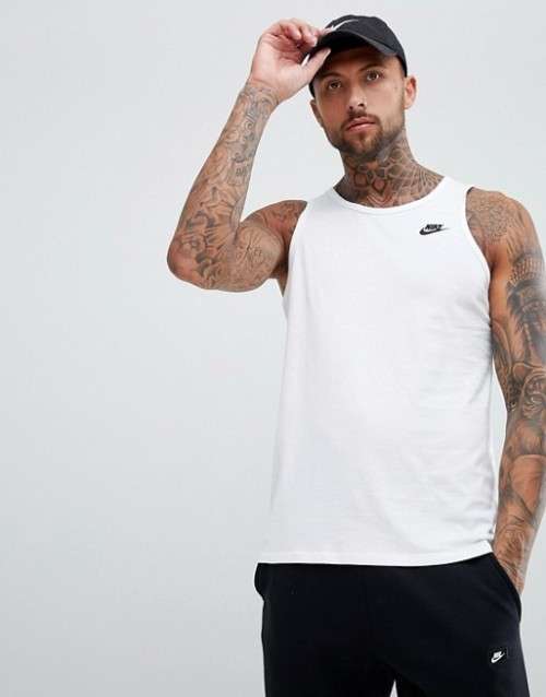 Original Mens Nike Tank Top Embroidered Futura Sleeveless Cotton Vest White 827282 100 Size X Large
