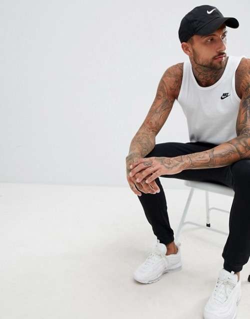 Original Mens Nike Tank Top Embroidered Futura Sleeveless Cotton Vest White 827282 100 Size X Large