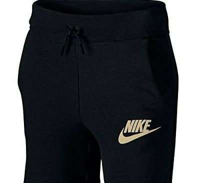 Original Nike Girls Mädchen Modern Gold Swoosh Sportswear Pant Trousers Black AT3374 010 Size XL