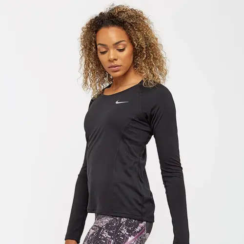 Original Womens NIKE DRY Miler Long Sleeve Top Black 831540 010 Size Large