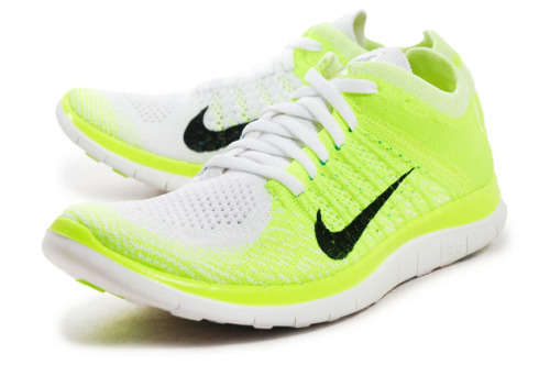 Original Women's Nike FREE FLYKNIT 4.0 White/ Black/ Volt Glow 631050 103 Size UK 5.5 (SA 5.5)