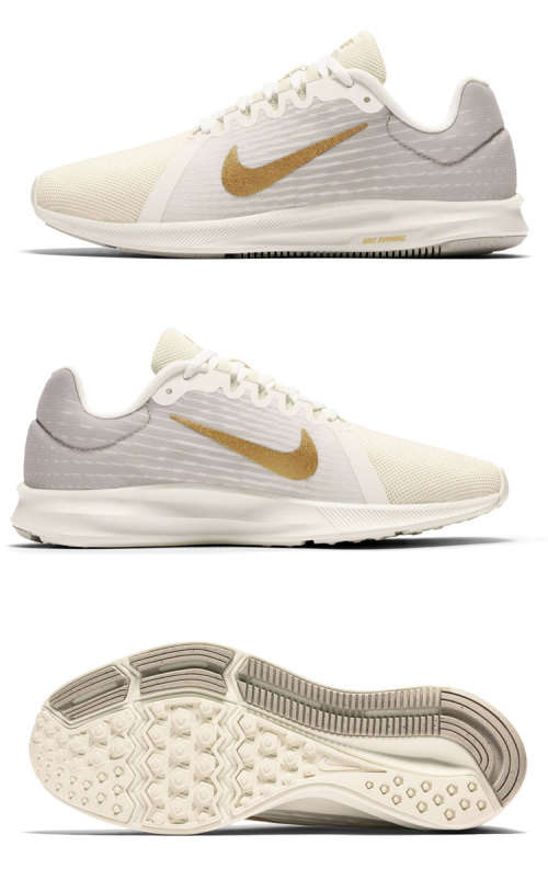 Original Womens NIKE Downshifter 8 Phantom/ Metallic Gold 908994 012 Size UK 6 (SA 6)