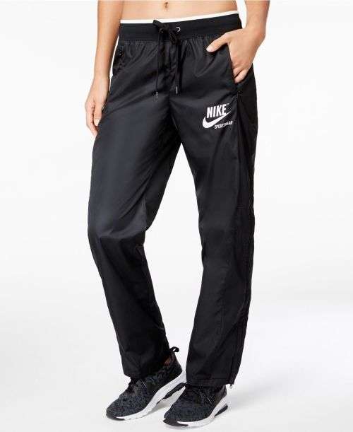 Original NIKE Women's SPORTSWEAR ARCHIVE ZIP PANTS BLACK SWEATPANTS AJ7385 010 Size Medium