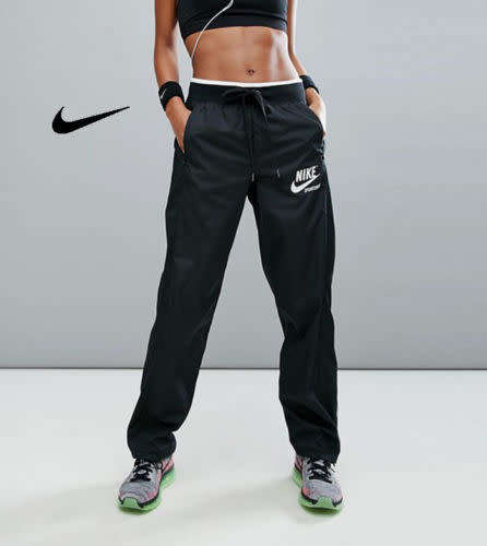 Original NIKE Women's SPORTSWEAR ARCHIVE ZIP PANTS BLACK SWEATPANTS AJ7385 010 Size Medium