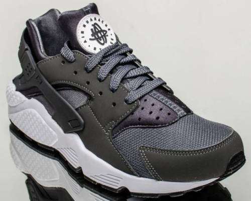 Original Mens Nike AIR HUARACHE Dark Grey/ White 318429 037 Size UK 10 (SA 10)