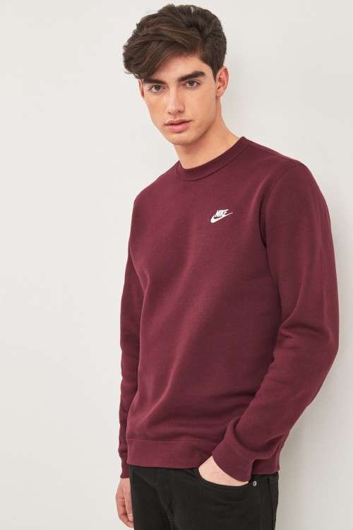 Original Mens NIKE NSW CREW CLUB FLEECE RED 804340 681 Size Large