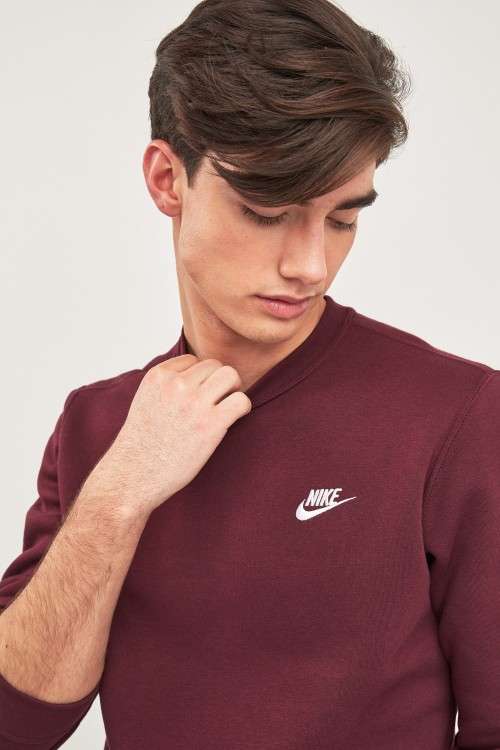 Original Mens NIKE NSW CREW CLUB FLEECE RED 804340 681 Size Large