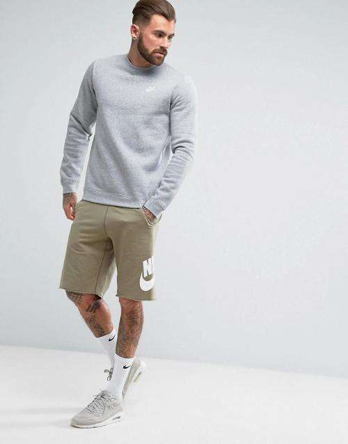 Original Mens NIKE NSW CREW CLUB FLEECE Grey 804340 063 Size Extra Large