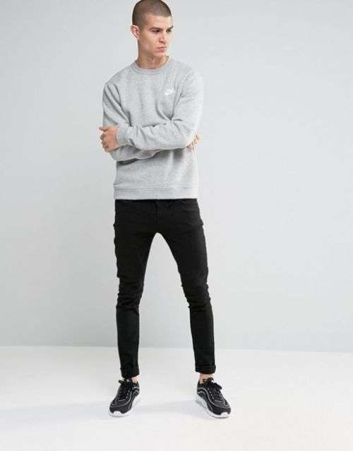 Original Mens NIKE NSW CREW CLUB FLEECE Grey 804340 063 Size Extra Large