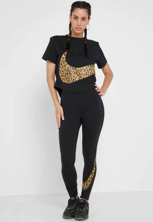 Original NIKE Womens ANIMAL LEGGINGS Tights AV6170 010 Leopard Print Size Medium