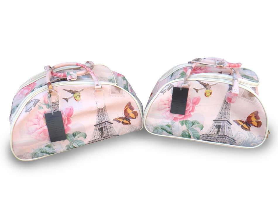 Set Of 2 Duffle Travel Bags with Universal Wheels Paris Themed