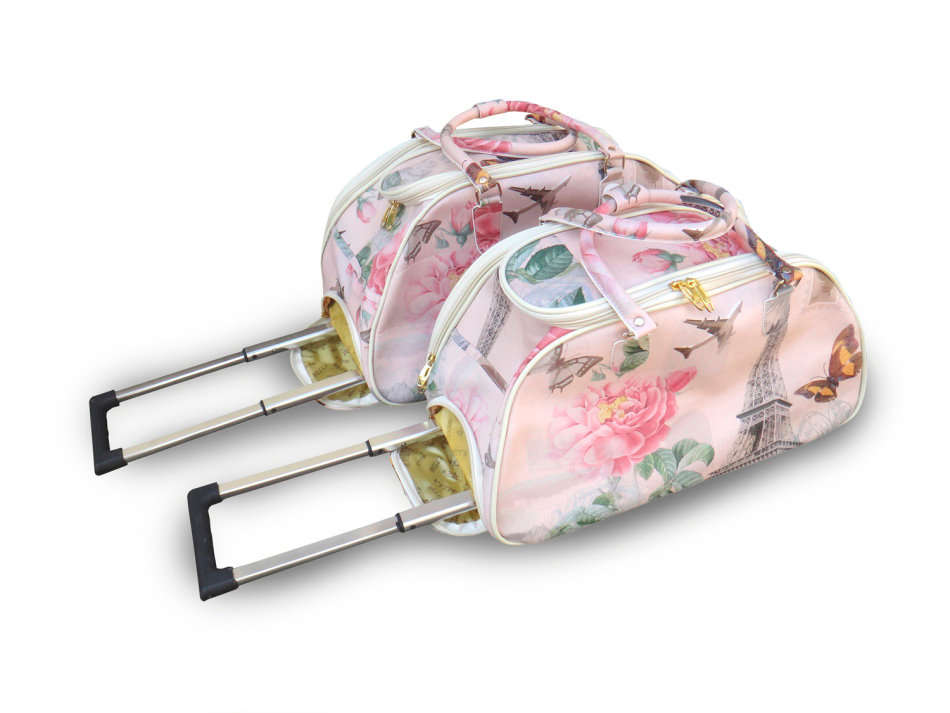 Set Of 2 Duffle Travel Bags with Universal Wheels Paris Themed