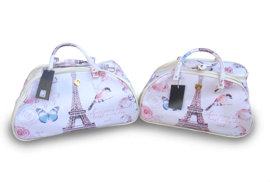 Set Of 2 Duffle Travel Bags with Universal Wheels Paris Themed