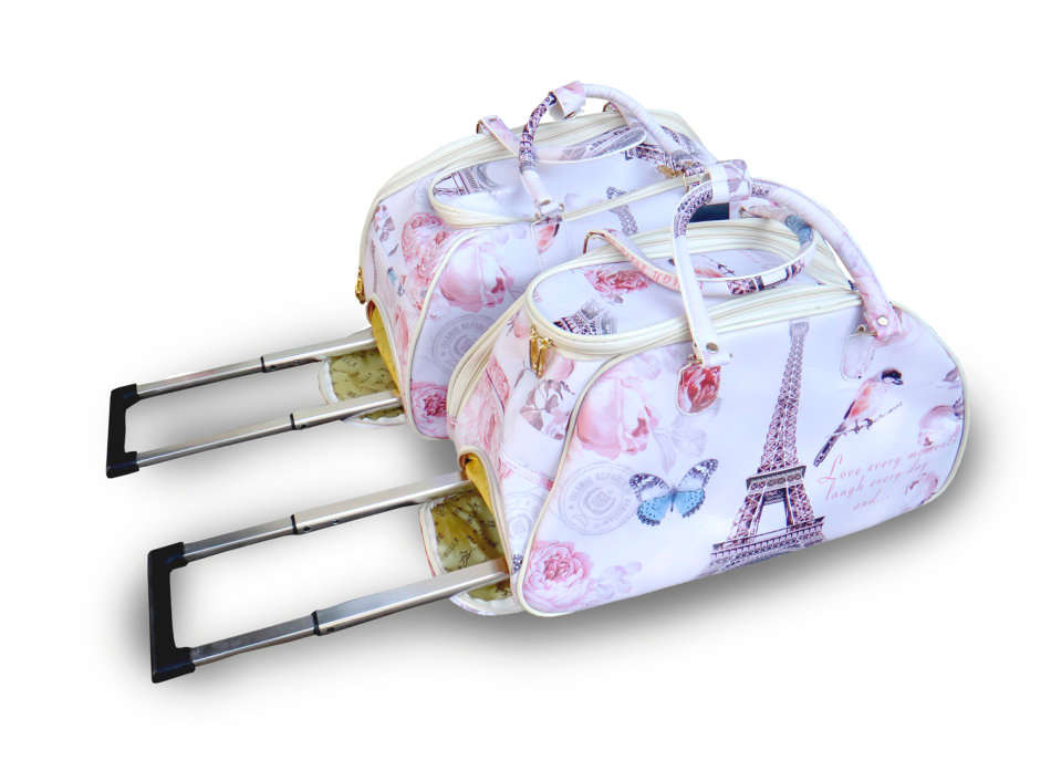 Set Of 2 Duffle Travel Bags with Universal Wheels Paris Themed