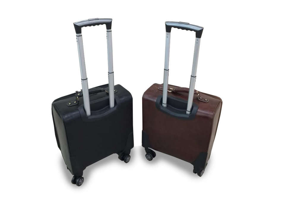 Laptop Travel Trolley Leather Bag with Universal Wheels- Choose from Brown or Black