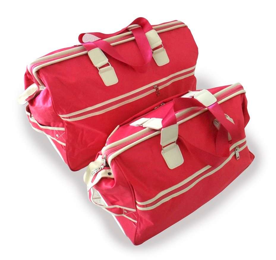 Set of 2 High Quality Duffle Luggage Bags with Roller Wheels - Pink Colour
