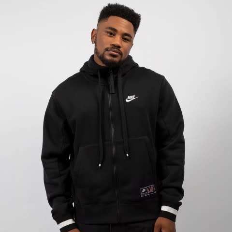 Original Mens Nike AIR HOODIE Full Zip Fleece Black AR1815 010 Size Extra Large