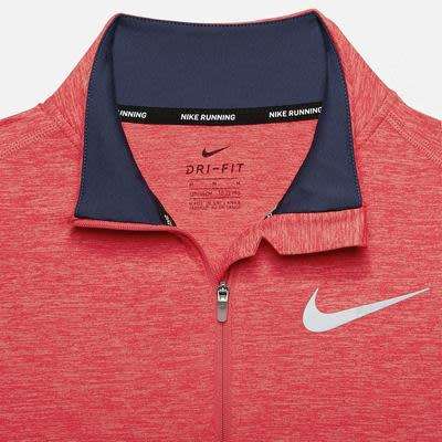 Original NIKE Girls DRI FIT ELEMENTS RUNNING T-SHIRT ZIP Coral/Pink AJ6833 823 Size Medium