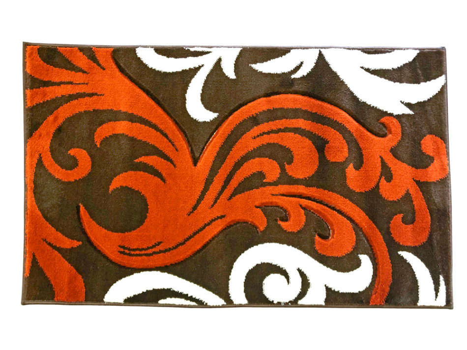 Brand New Turkish Door Mat - 1454A Brown and Dark Orange (Measures 60cm x 100cm)