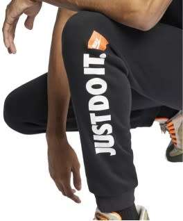 Original NIKE Mens SportsWear JUST DO IT Fleece Jogger Black AR2610 010 Size Extra Large