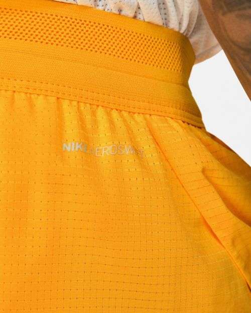 Original Mens Nike Aero Swift 5 Running Shorts AQ5302 845 Yellow/Orange Size Medium
