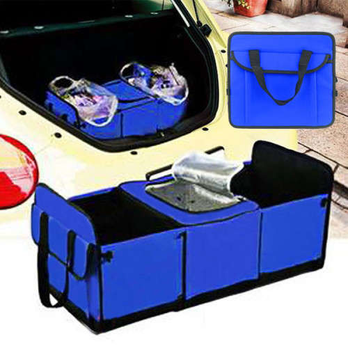 Auto Trunk Organizer with Cooler Bag Multi Durable Collapsible Compartment Cargo Storage Bag for Car