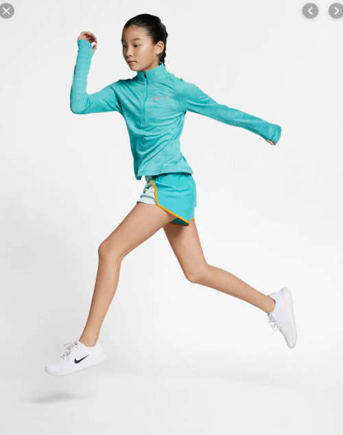 Original Nike GIRL's Long-Sleeve 1/2-Zip Running Top AQ9095 309 Size Large