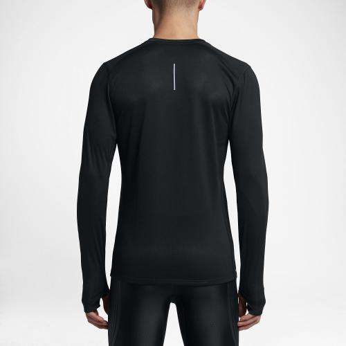 Original Nike DRI-FIT Long-sleeve Running Dry Miler Top in Black AT3949 010 Size Large