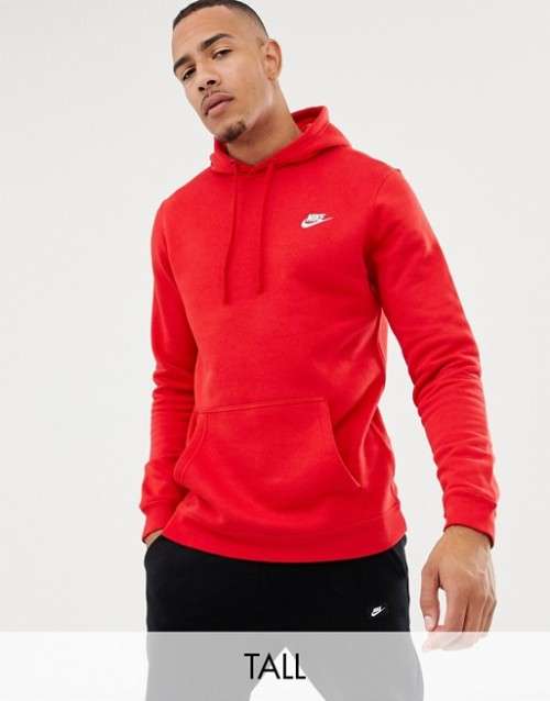 Original Mens Nike Classic Fleece Hoodie RED 804346 657 Size Large