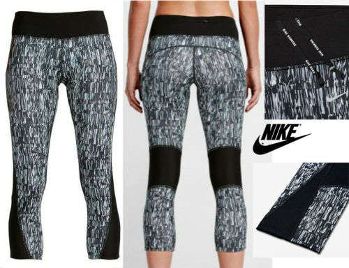 Original Womens NIKE Dri-Fit Power Graphic Running Crop 904883 010 Size Medium