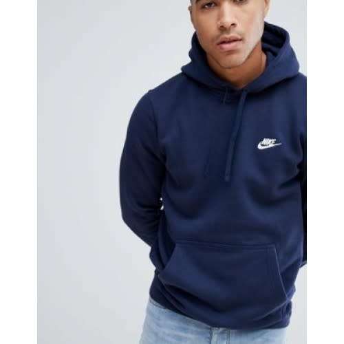Original Mens Nike Classic Fleece Hoodie NAVY BLUE 804346 451 Size Large