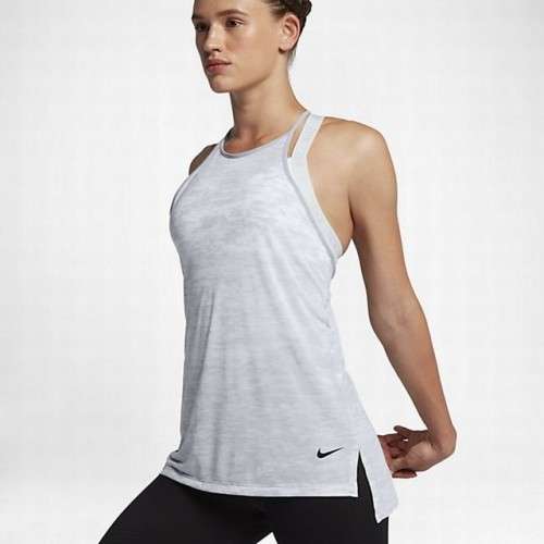 Original Womens NIKE Breathe Loose Tank Top Light Grey AQ4473 012 Size Medium